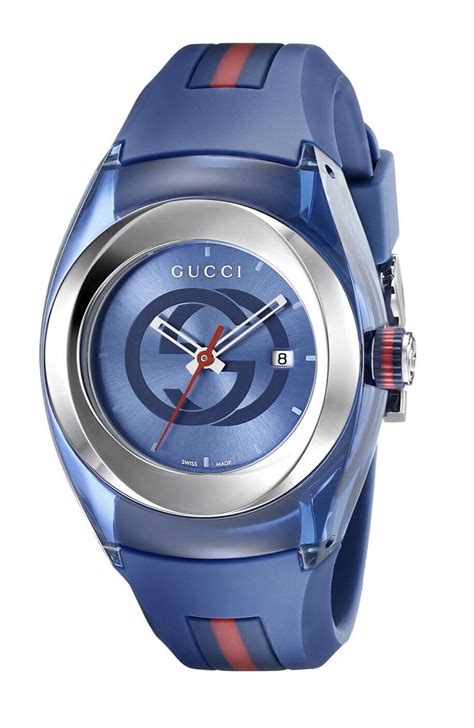 Gucci YA137104 Sync Blue Dial Silicone Strap Men's 